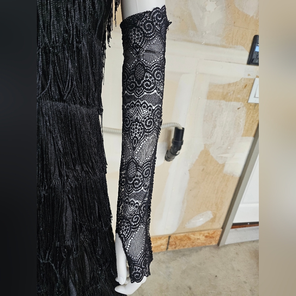 California Costumes Black Fringe Layered 1920's Flapper Dress Size L (Adult) - Picture 14 of 16